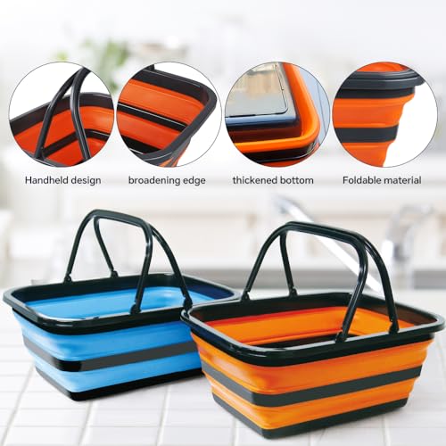 Monozuki Collapsible Sink 4.8Gal/18.1L, Heavy Duty Foldable Basin with Handles for Camping, Car Wash, Kitchen – Also Use as Storage Basket for Home, Garage, RV(Grey) - color: Grey(4.8 Gal/18.1l)