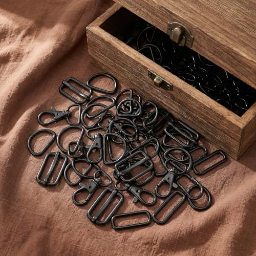 Hysagtek 60 Pcs Purse Hardware for Bag Making - Swivel Hook D Rings Slide Buckles, Bag Hardware Supplies for Handbag Fasteners, Strap, Backpack DIY Craft Accessories, 1 Inch, Black - color: Black