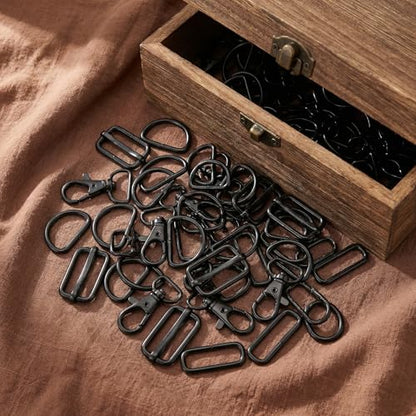 Hysagtek 60 Pcs Purse Hardware for Bag Making - Swivel Hook D Rings Slide Buckles, Bag Hardware Supplies for Handbag Fasteners, Strap, Backpack DIY Craft Accessories, 1 Inch, Black - color: Black