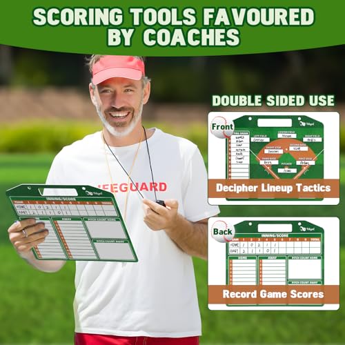 WISYOK Baseball Lineup Board, Magnetic, 40 Cards | Dry Erase, Double Sided, for Dugout, Dry Erase, Scoring, Coaching, Team Use - style: Baseball Large