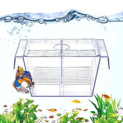 Fish Breeding Box Aquarium Holding Tank Transparent Fish Isolation Box Acclimation Hatchery Incubator Breeder for Betta Shrimp Clownfish Guppy