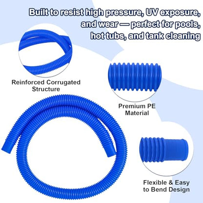 Pool Pump Replacement Hose 1.25 x 59 Inch Compatible with Filter Pump 607 637 Above Ground Pools Include 6 Hose Clamps (3 set) - size: 1.25 x 59 Inch Pool Pump Replacement Hose