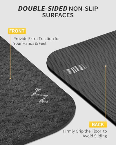 CAMBIVO 72''x48'' Large Yoga Mat, Extra Thick TPE Workout Mat - color: BLACK, size: 8mm
