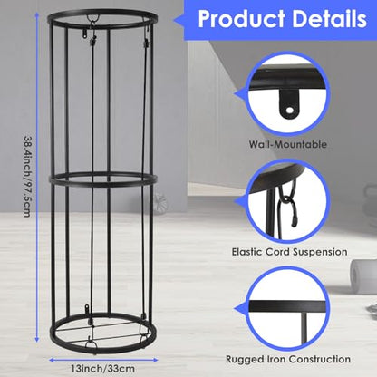 Garage Ball Storage Rack for Basketball & Soccer, Metal Wall-Mount | Durable wall-mounted ball organizer stores basketballs, soccer balls and more in garages, gyms, playrooms and basements - size: Medium size