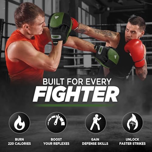 WYOX Boxing Hand Wraps Inner Gloves & Curved Focus Mitts Bundle for Men & Women Adults – 80cm Wrist Support, Gel Padding, MMA Muay Thai Kickboxing Training Gloves & Pads