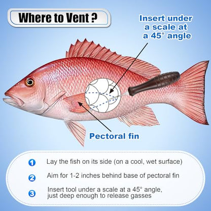 Fish Venting Tool, Venting Kit for Deep Sea Fish with Hook Remover and Stainless Steel Needle, Fishing Tackle for Saltwater Fishing Release and Return