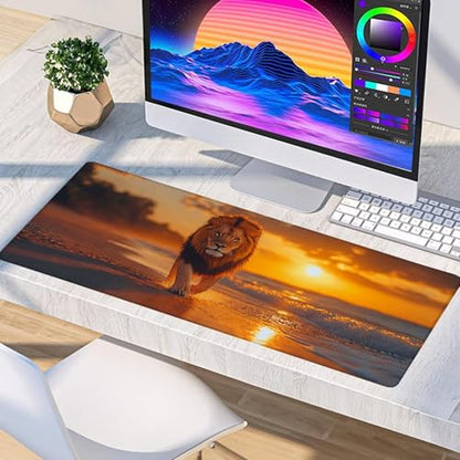 Sunset Gaming Mouse Pad, Mouse Pad 36x16in, Large Desk Mat with Non-Slip Rubber Base, Office Desk Accessories, Large Extended Gaming Keyboard Mat, Big Mousepad for Computer Gamer Office, Orange 2-6675