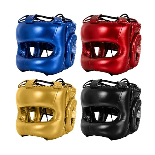 Adjustable Boxing Headgear with Full Coverages Protections Easy Liners Kickboxing Helmet for Athletes Present Muay Thai Helmet - color: White