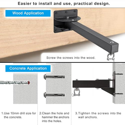 SELEWARE Wall Mount Heavy Bag Hanger Heavy Duty Punching Bag Hanger - color: 18" adjustable Heavy Bag Hanger with Spring