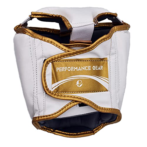 Ultimatr - Elite Head Guard White Gold - Boxing MMA Muay Thai Taekwondo Training (L/XL)