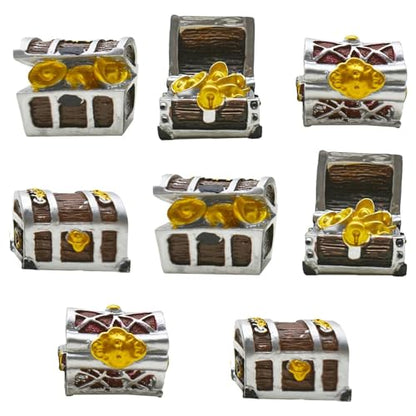 8Pcs Mini Aquarium Treasure Chest Miniature Gold Jewelry Box Model for DIY Diorama Craft Fish Tank Terrarium Decorations