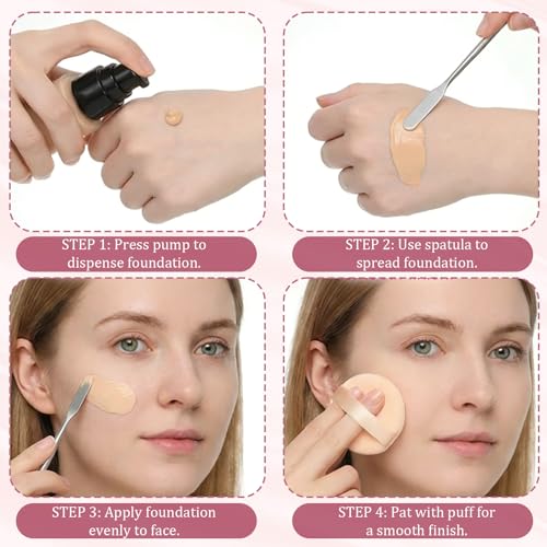 5 PCS Metal Makeup Spatula Stainless Steel Foundation Spatula Cosmetic Mixer Depotting Makeup Palette Tool Multi-functional Long Make up Spatulas Tool for Women