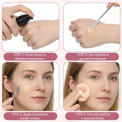 5 PCS Metal Makeup Spatula Stainless Steel Foundation Spatula Cosmetic Mixer Depotting Makeup Palette Tool Multi-functional Long Make up Spatulas Tool for Women