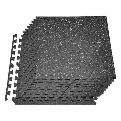 VEVOR 0.4Inch 48sq.ft 12 Tiles Gym Flooring for Home Gym, Rubber Top with High Density EVA Foam, 24 x 24In Gym Floor Exercise Equipment Mats, Interlocking Gym Mats, Puzzle Workout Mats, Black & Gray | Rubber Top with High Density EVA Foam, Lightweight Gym