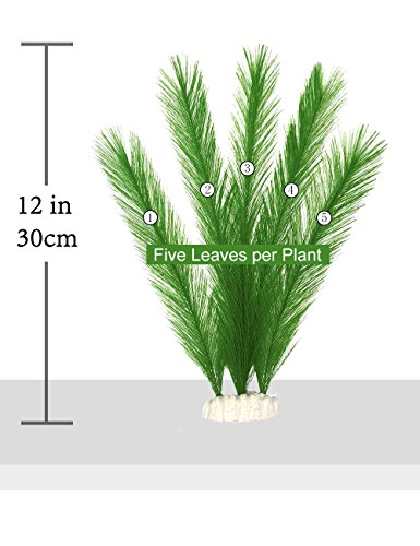 Aquarium Decorations 3Pcs Fish Tank Artificial Green Water Plants Made of Silk Fabrics Plastic