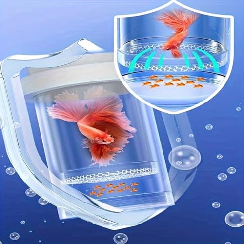 Fish Breeding Box, Floating Aquarium Hatchery Cage with EVA Buoyancy Ring, Adjustable Height Isolation Container for Guppy Fry Small Fish - color: Green, size: 5.6*3.6in