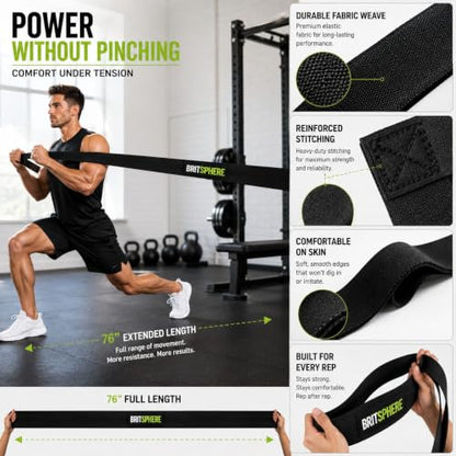 76-Inch Long Fabric Resistance Band Extended Heavy Duty Resistance Band - color: Black