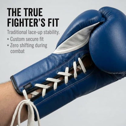 Amber Fight Gear Professional Leather Fight Gloves – Competition Ready Boxing & Kickboxing Gloves – Padded Multi-Layered Foam – Pre-Curved Safety Design – Sizes 8oz, 10oz, 12oz – Red & Blue - color: Blue, size: 12 oz