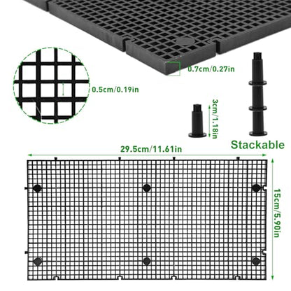 LINLAN 4 Pieces High-Density Aquarium Grid Plastic with 24 Brackets, Fish Tank Divider, Egg Crate for DIY Filtration and Bottom Protection in Aquascaping