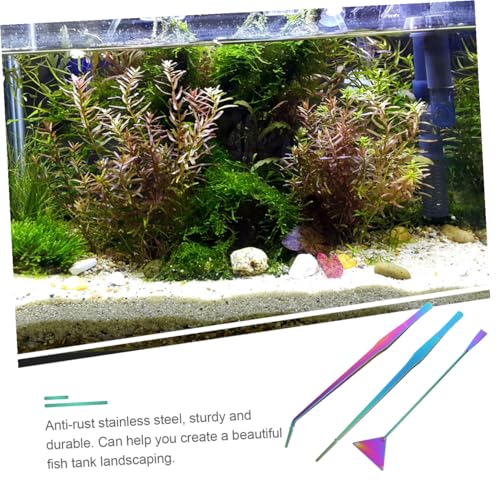 Yardwe 3pcs Aquarium Maintenance Tools Set Stainless Steel Tweezers Spatula for Small Fish Tank