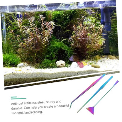 Yardwe 3pcs Aquarium Maintenance Tools Set Stainless Steel Tweezers Spatula for Small Fish Tank