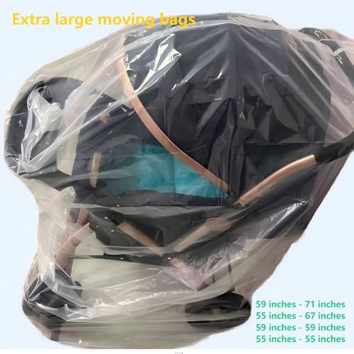Extra Large Storage Bags, Clear Plastic, Thickened Dust-Proof, 59x71 Inch, for Furniture, Luggage, Industrial Equipment, Commercial Use, 5 Count,Extra large moving bags,150cm x 180 cm