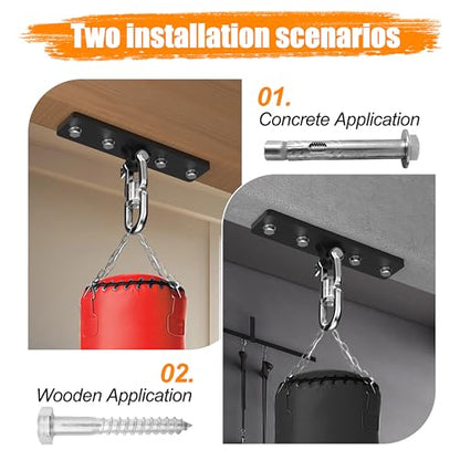 Heavy Bag & Punching Bag Hanger, Wall, Ceiling, Beam Mount Options - color: Ceiling - Flat Bracket