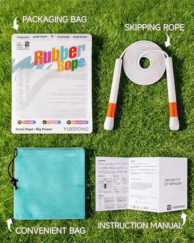 YUEDONG Jump Rope for Adults, 4mm PVC, Long Textured Handles - color: Oranger-White