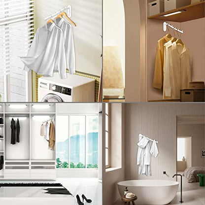 Sumnacon Clothes Hanger Rack，Wall Mount Garment Hook with Swing Arm，White - color: White