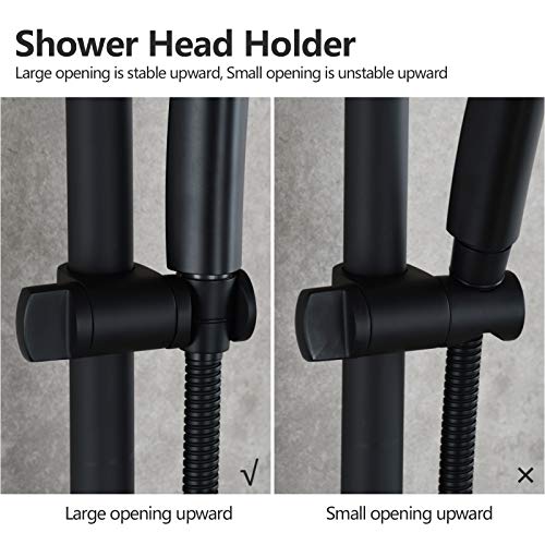 Hand Held Shower Head Holder Stainless Steel Height/Angle Adjustable 25 mm Shower Slide Bar Bracket Holder Black, ST35B - color: Black