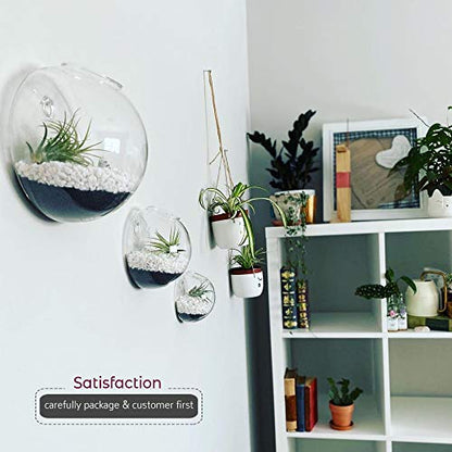WGV Wall Hanging Planter Terrarium Bulk, Diameter 5", Clear Mounted DIY Succulents Air Glass Floral Container Vase, Tea Light Votive Candle Holder for Decoration 6 Pieces - size: 5"D