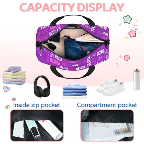 Personalized Teens Dark Purple Sport Duffle Gymnastics Carry On Bag - color: Dark Purple