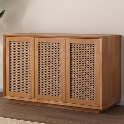 Aquarium Stand, Multi-Functional Retro Fish Tank Stand with Rattan Cabinet Door, Ideal for Living Rooms, Balconies, and Home Offices