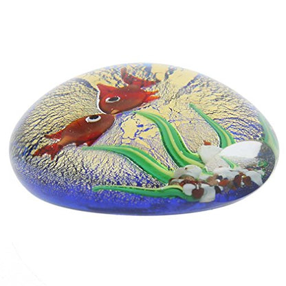 Glass Of Venice Murano Glass Aquarium With Goldfish and Sun