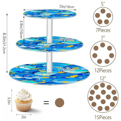 Cute Cartoon Fish Blue Transparent Acrylic Tray Spill-Proof Three-Layer Pallet Store Sundries In The Entrance Hall