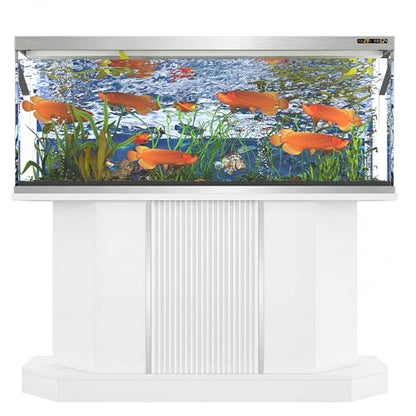 Modern 55-75 Gallon Fish Tank Stand with Built-in Power Outlet, Heavy Duty Aquarium Stand with Cabinet Storage for Fish Turtle Reptile Tanks, 880lbs Capacity, Engineered Wood, Easy Assembly,White
