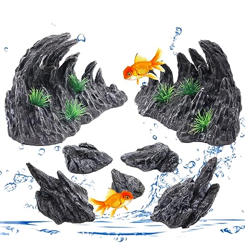 Fish Tank Decor Rocks Aquarium Ornaments, Jagged Canyon Rock Formation Aquarium Decoration Model Kits, Suitable for a Variety of Fish Tank Scenes