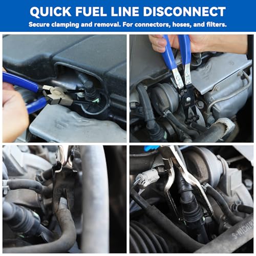 DISEN 13PCS Electrical Disconnect Pliers & Fuel Line Disconnect Tool Set, Automotive Electrical Terminal Connector Separator Removal Tool Kit with Storage Bags, Blue