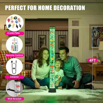 Large 4FT Sensory Bubble Tube Lamp with 16 Colour-Changing Effects,Remote Control,Calming Sensory Lights for Autistic,Bubble Tower Night Light Gift for Home,Bedroom,Office Decor
