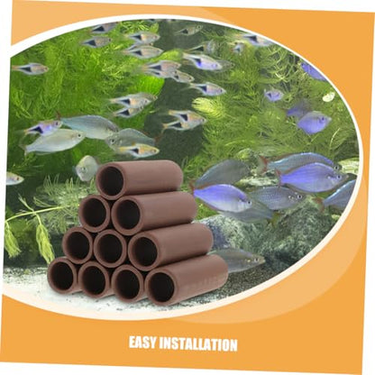 2pcs Pottery Shrimp Shelter Aquarium Spawning Tube Hideout for Shrimp Breeding Elegant Fish Tank Decor Easy to Install Habitat for Aquatic Pets