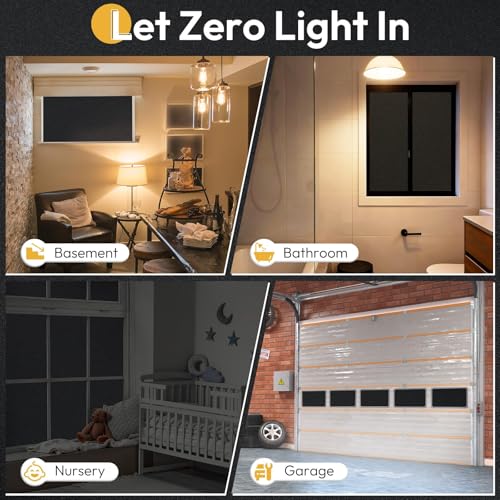 rabbitgoo Blackout Window Film 100% Light Blocking, Static Cling No Glue Easy Install, Removable Room Darkening Window Cover for Daytime Sleep, Bedroom, Nursery, Home Theater, 29.5" x 118.1" - color: Frosted Black, size: 29.5" X 118.1"