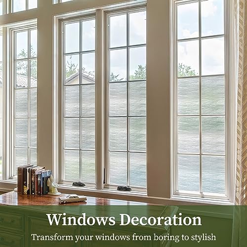 Clear Water Privacy Film, Non-Adhesive Cling, Decorative Sticker, Covering Translucent Glass Film for Window Door Anti-UV 17.3x118 Inches
