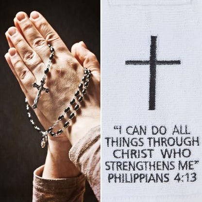 White Football Towel, Cotton Sports Quarterback QB Towels with Hook Loop Closure for Men, Youth, Boys, Adults - color: Philippians 4:13
