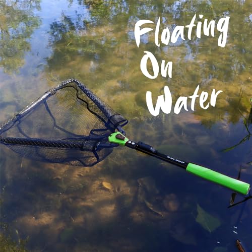 Floating Fishing Net Fish Landing Net - Upgraded Design Foldable & Lightweight Freshwater Fishing Landing Net, Ultra-Thin Rubber Fish Net Easy Catch and Release, Fishing Gifts for Men - color: Green 15"/38cm Hoop Size (Not Extendable)
