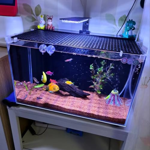 2PCS Fish Tank Dividers Lid, Aquarium Grid Bottom Isolation Tray Board, Plastic Egg Crate - color: Black, size: 2PCS