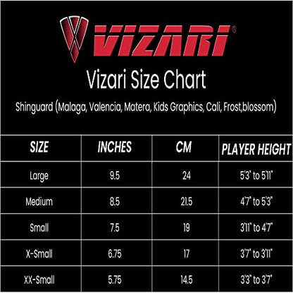 Vizari Matera Soccer Shin Guards | Lightweight PP Shell | Foam Padded Backing | Youth Soccer Shin Guards | Soccer Equipment - color: Red / Black, size: Large