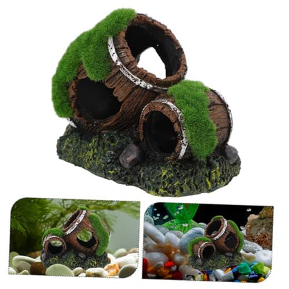 Happyyami Fish Tank Resin Decoration Aquarium Ornaments for Betta Fish Hideout Small Rustic Tank Accessories for Aquatic Environments