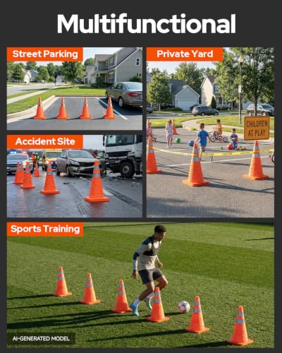 2 Pack 18In Collapsible Traffic Safety Cones with Reflective Collar - size: 18 Inch