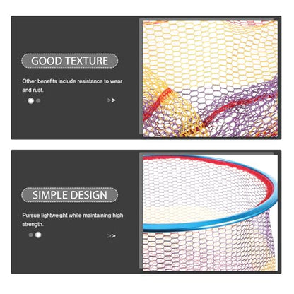 KESYOO Wear-Resist Fishing Net Replacement, Aluminum Alloy Deep Round Net Head 35cm with Anti-Hook Coating, Portable Foldable Fish Catching Mesh for Freshwater and Saltwater Anglers