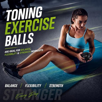 Halloscume 4 Pcs 2lb and 3lb Non Slip Weighted Toning Balls for Exercise, Innovations Soft Medicine Balls for Core Strength, Balance Training, Exercise, Pilates, Yoga, Flexibility